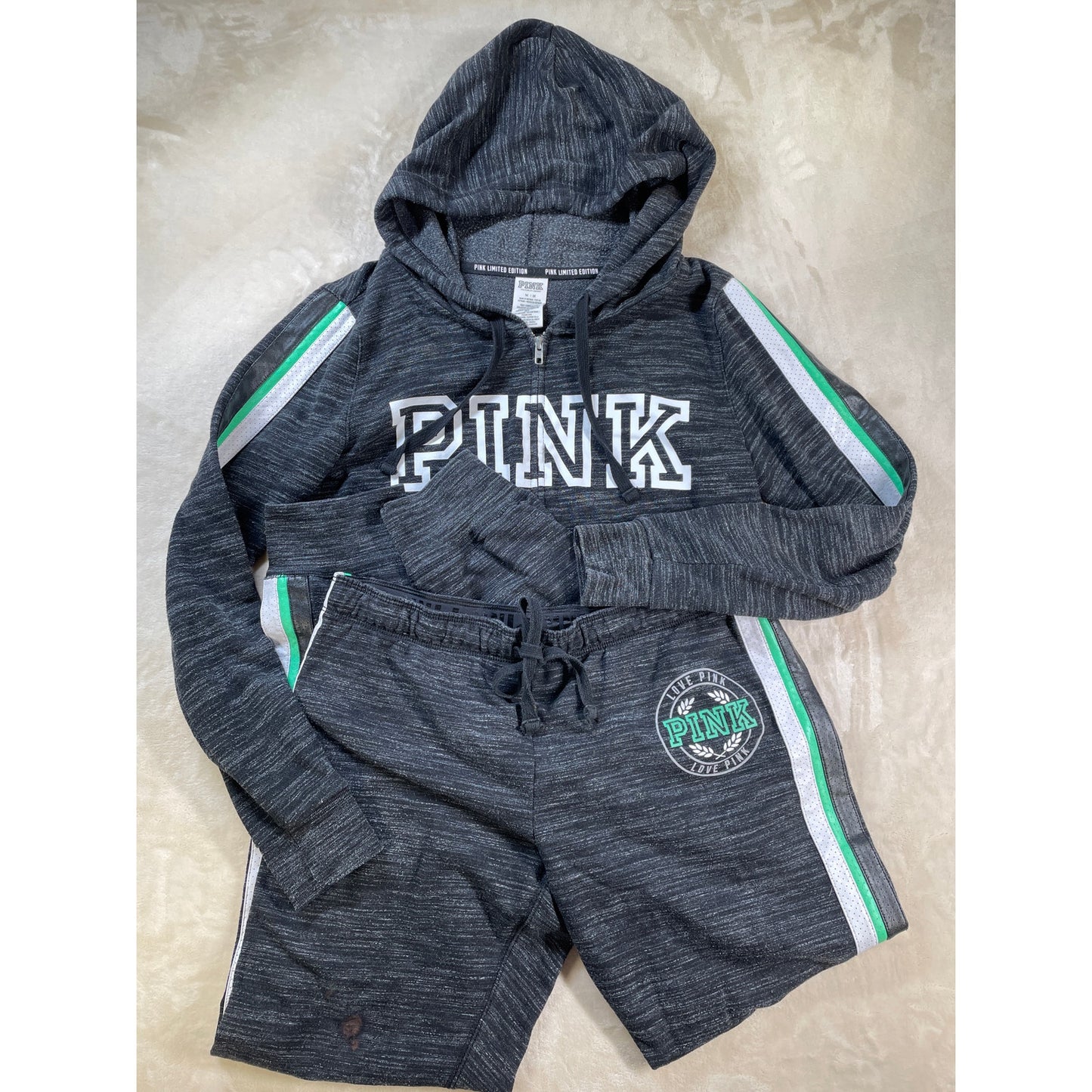 Limited Edition Victoria Secret Pink Zipper Hoodie Pant set M & L