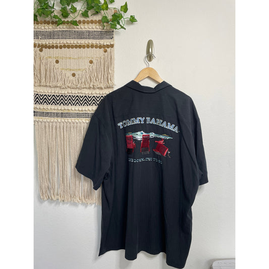 Tommy Bahama 100%Silk Embroidered Back Mens Short Sleeve Button Up XXL/Tall