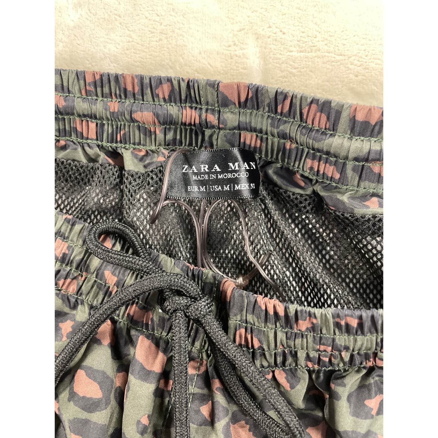 Mens Zara Animal Print Athletic Swim Lined Shorts Medium