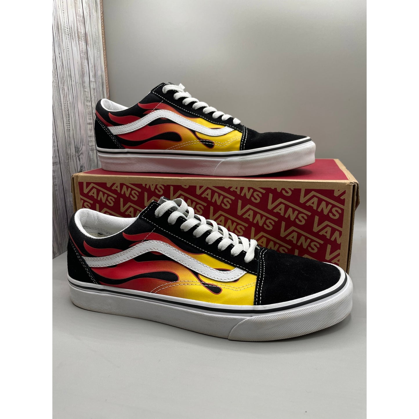 Vans Old Skool Fire Red Yellow Flame Men’s Sneakers 10