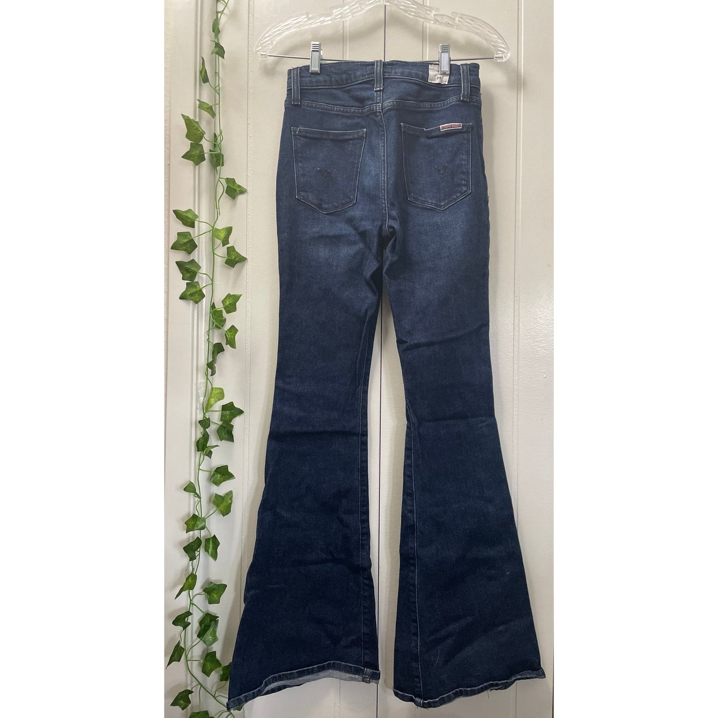 Women Hudson High Waisted Heidi Y2K Flared Dark Denim Jeans Size 24