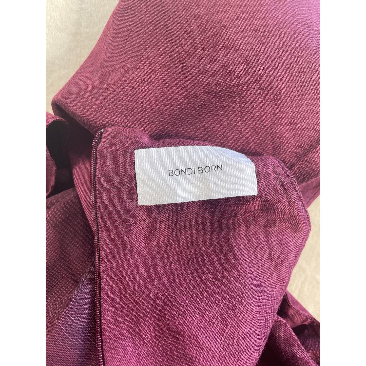 Bondi Born Organic Bulgarian Linen Burgundy Woman’s Wrap Tie Dress Made in Australia Large
