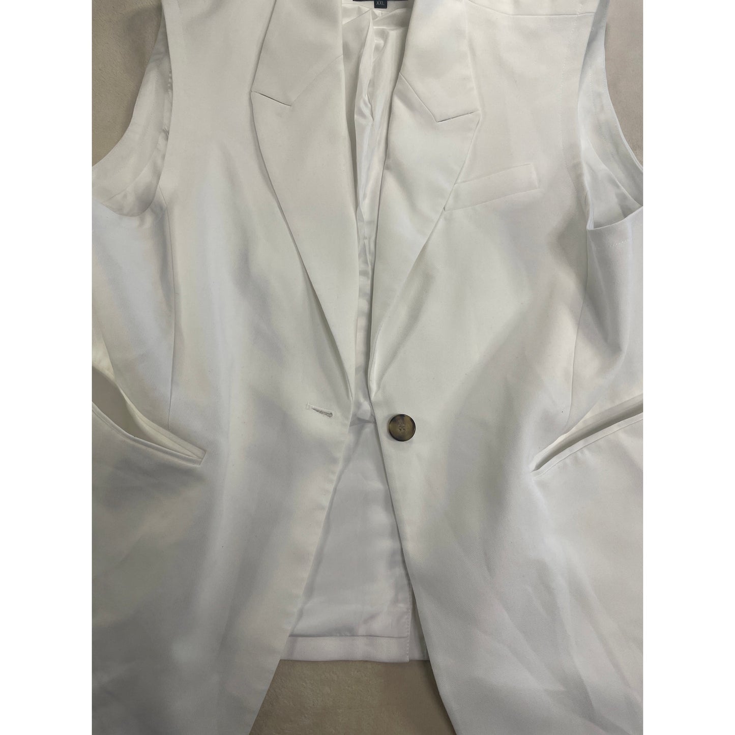 Mina Self Woman’s White One Button Blazer Vest XXL