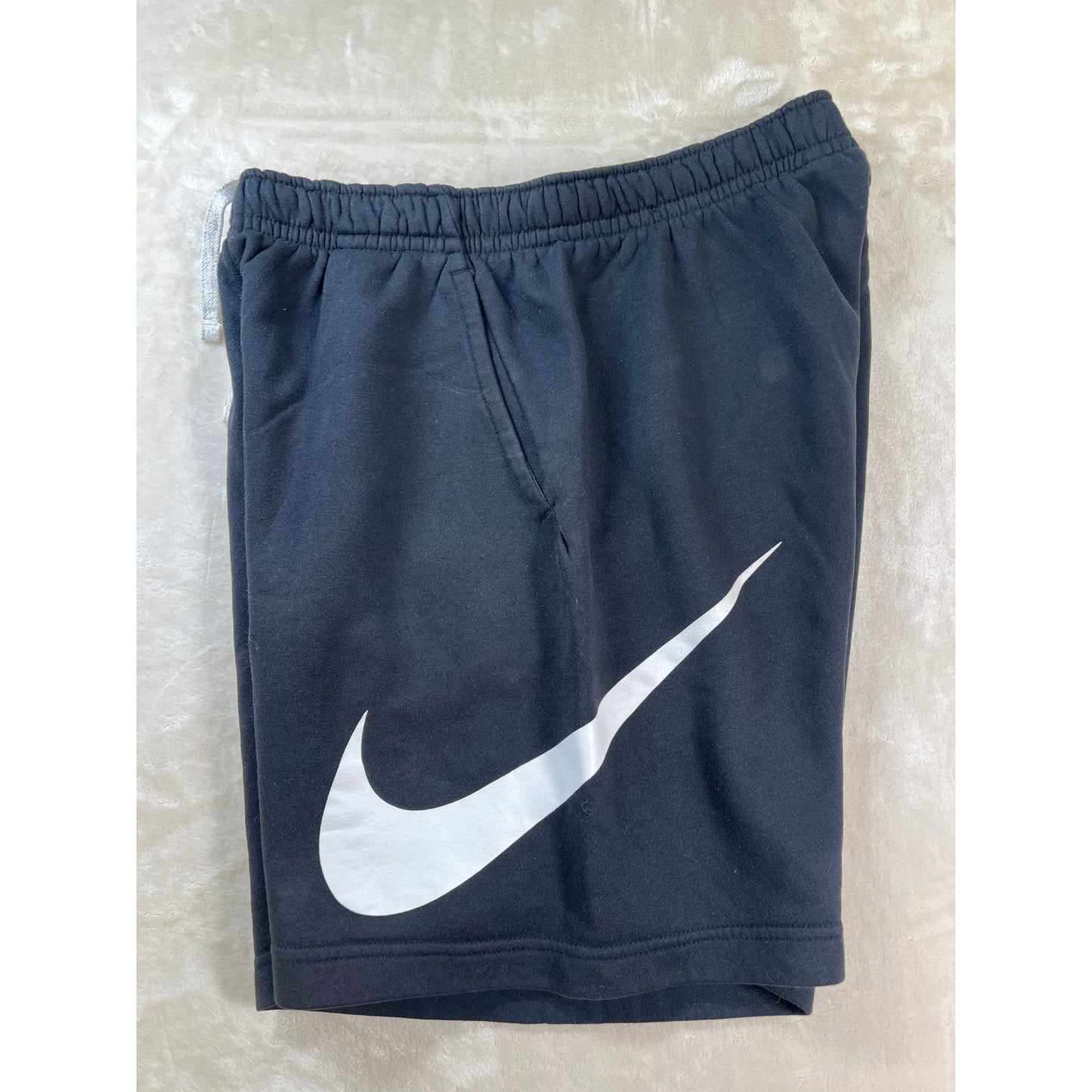 Nike Black Mens Fleece Sweat Pant Short Large White Swish S