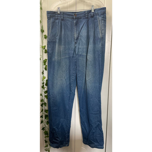 Cambridge Classic Vintage Denim Mens Button Fly Zipper Dad Trouser Jeans Size 36x34