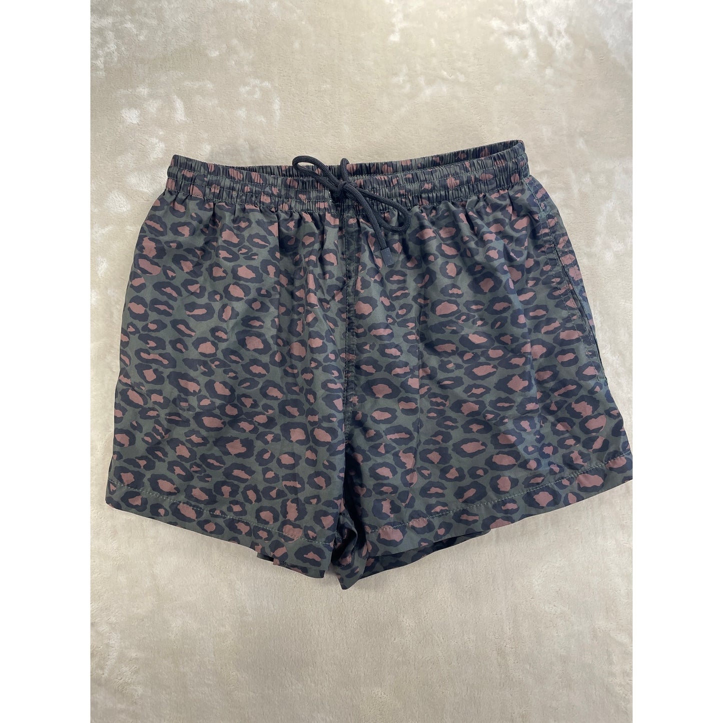 Mens Zara Animal Print Athletic Swim Lined Shorts Medium