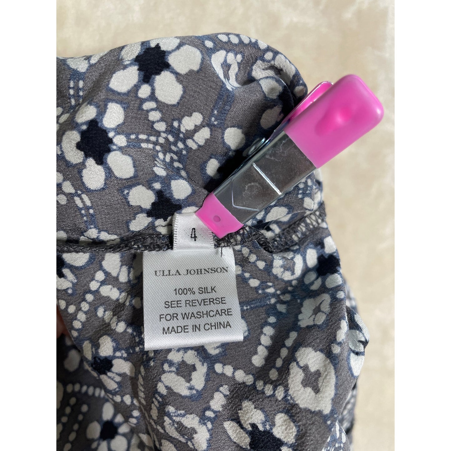 Ulla Johnson Woman’s Plus Size 4 Blue & Grey Long Sleeve Silk Jumper