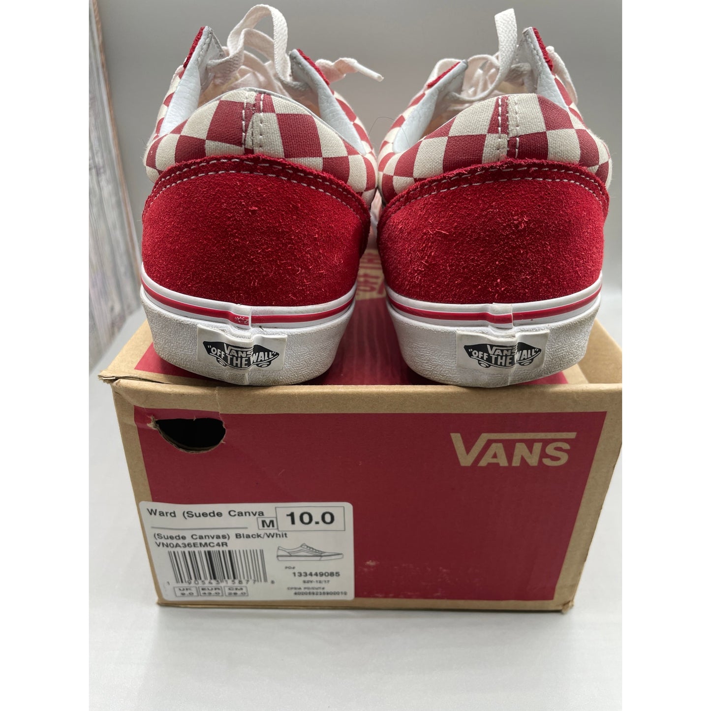Vans Men’s Old Skool OTW Suede Red & White Checkered Skater Sneakers 10