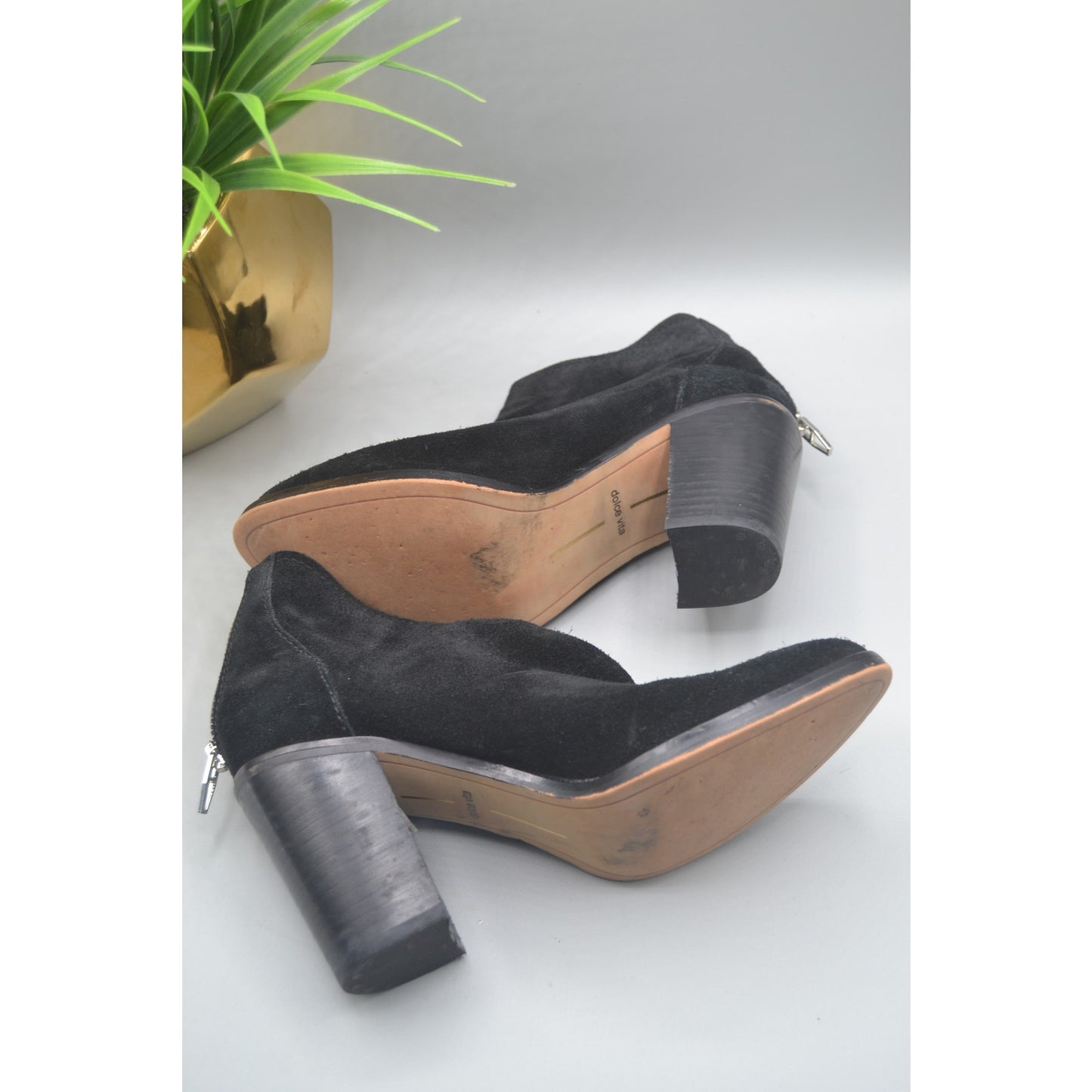 Black Leather Dolce Vita Ankle Boots Size 6.5