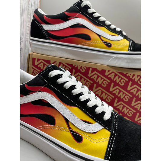 Vans Old Skool Fire Red Yellow Flame Men’s Sneakers 10