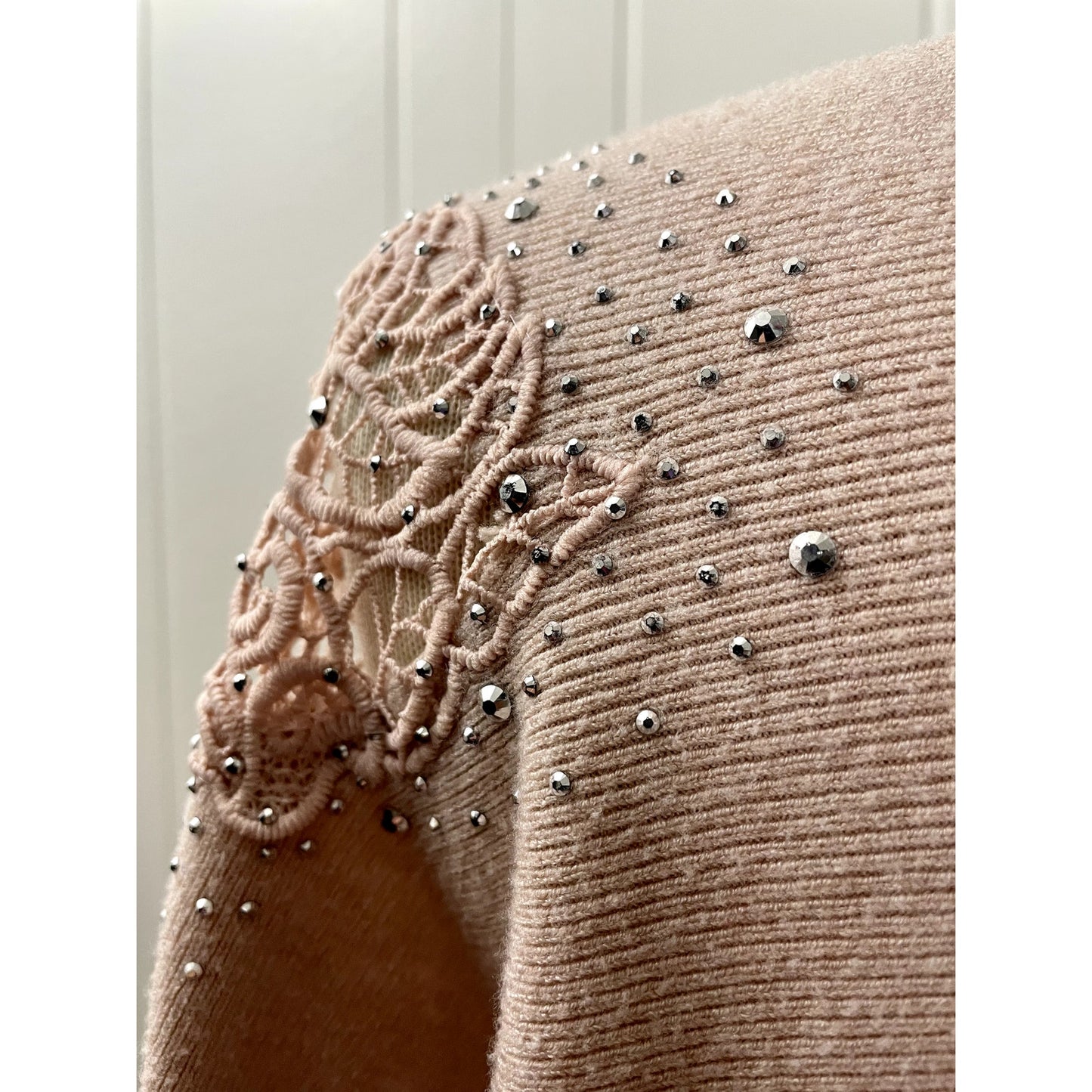 Siren Lily Jeweled Long Sleeve Crochet Woman’s Sweat Blouse Size 2XL