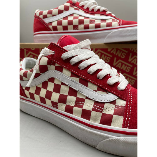 Vans Men’s Old  Skool OTW Suede Red & White Checkered Skater Sneakers  10
