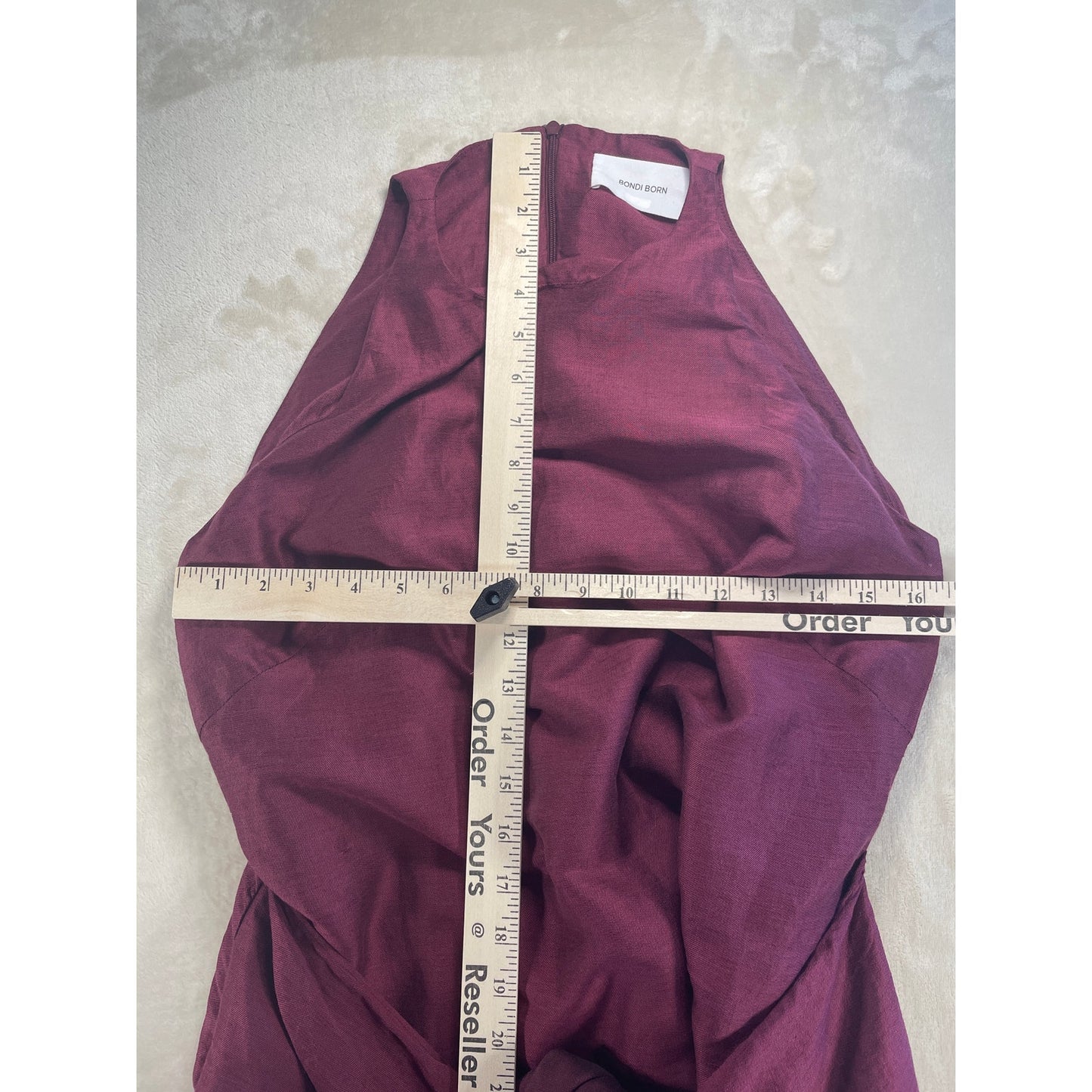 Bondi Born Organic Bulgarian Linen Burgundy Woman’s Wrap Tie Dress Made in Australia Large