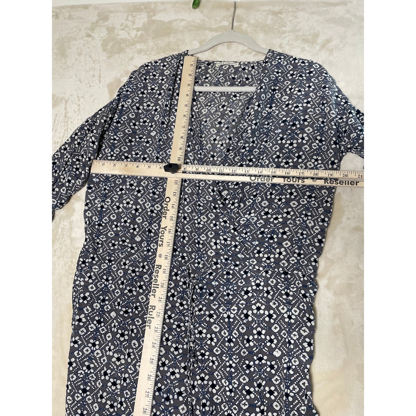 Ulla Johnson Woman’s Plus Size 4 Blue & Grey Long Sleeve Silk Jumper