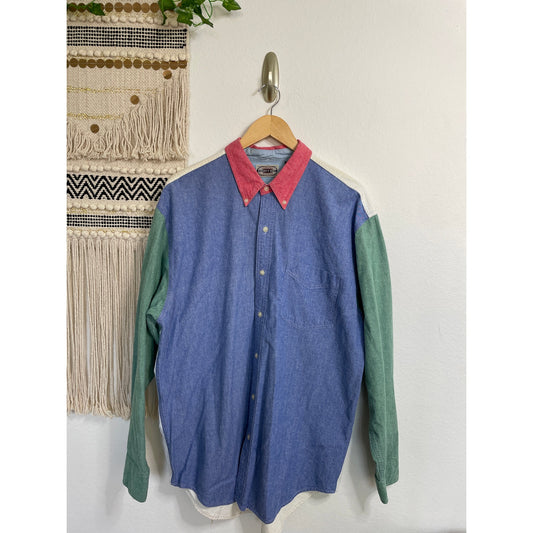 Vintage Country Seat Long Sleeve Multicolor Men’s Button Up Shirt L