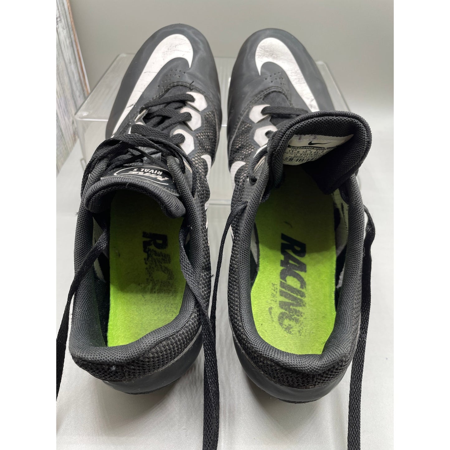 Nike Rival S Black Track Cleats Athletic Lace Up Shoes *No Spikes Men’s 11.5