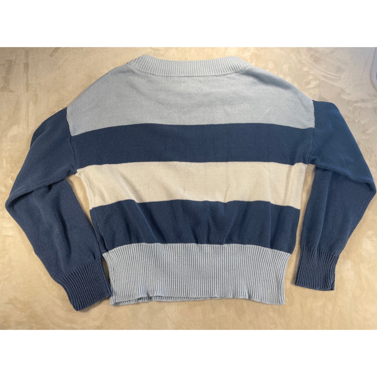 Lucky Brand Womans Light Blue Striped Knit Sweater M
