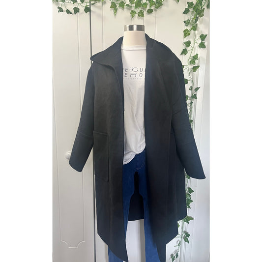 Belle & Bloom Walk This Way Women’s Black Wool Coat w/Hood Size Large MSRP $255.00