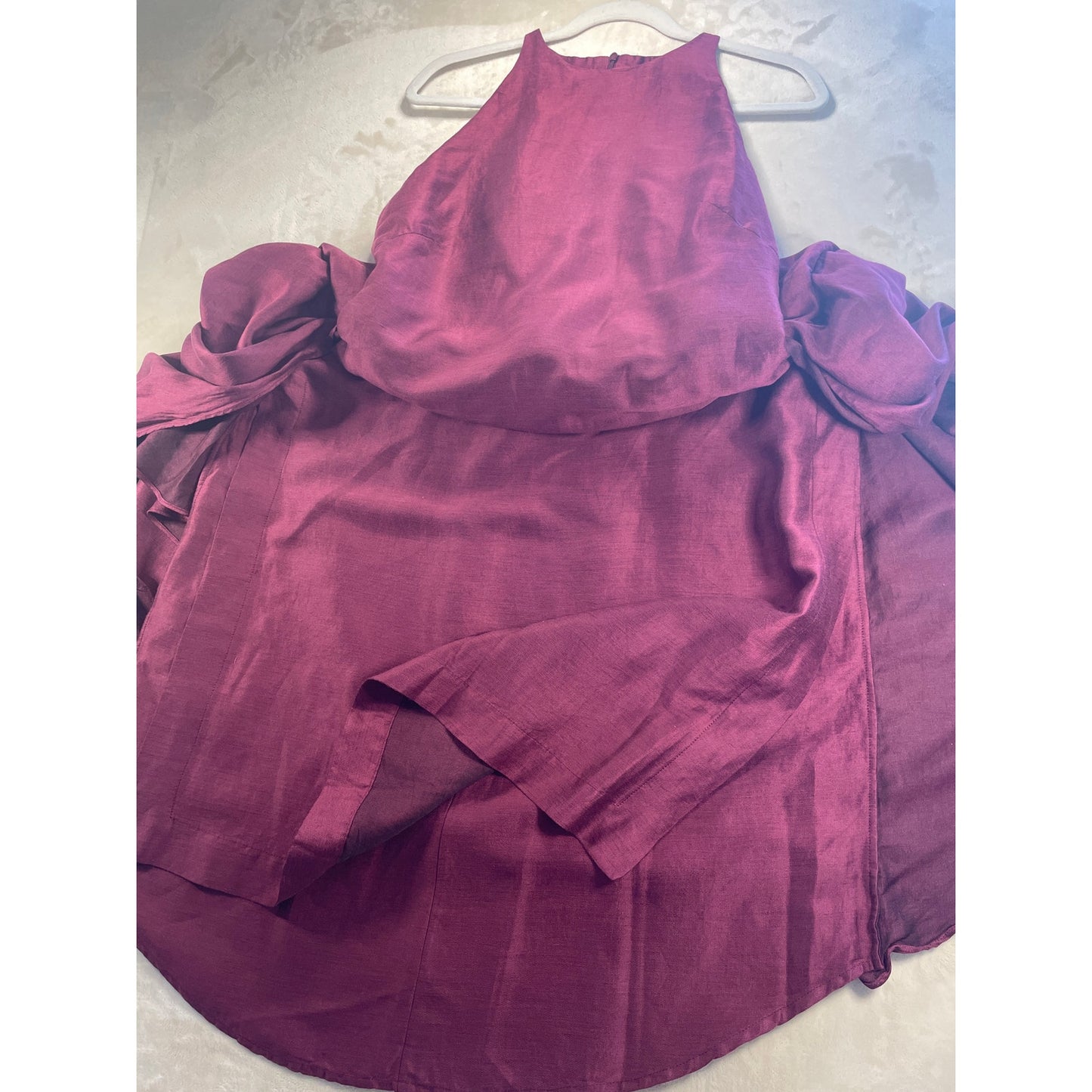 Bondi Born Organic Bulgarian Linen Burgundy Woman’s Wrap Tie Dress Made in Australia Large