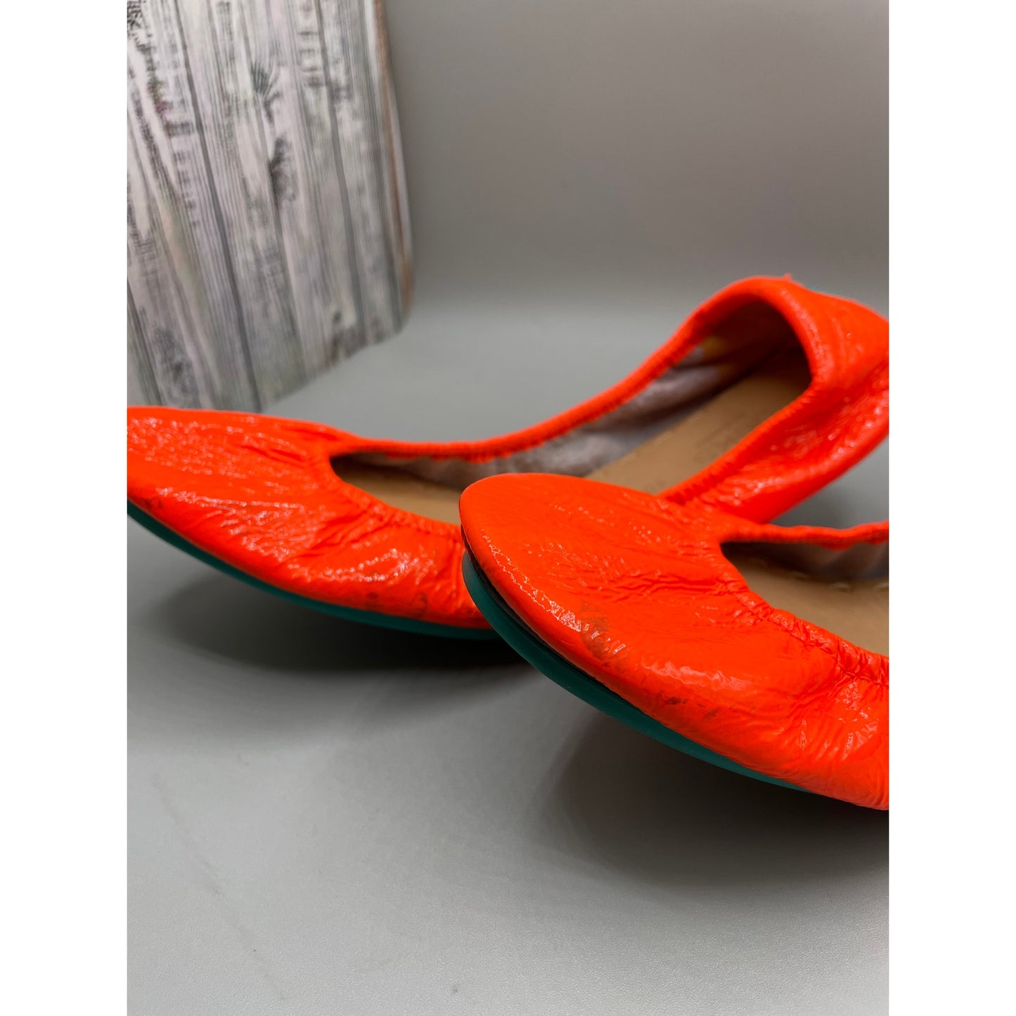 Tieks by Gavrieli Neon Orange Leather Folding Ballet Womans Flats 10