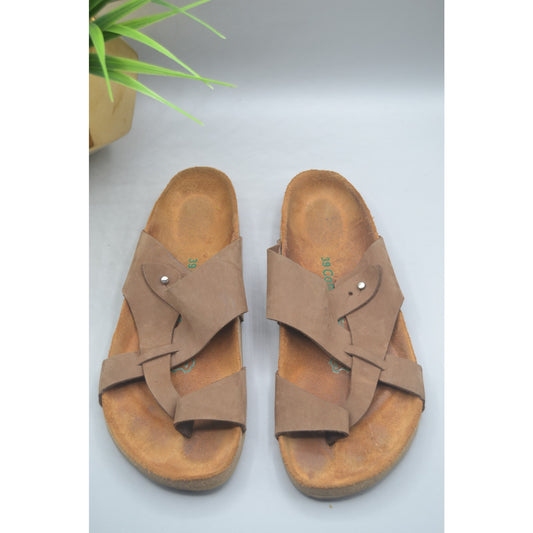 Comfortfusse Tan Leather Woman’s Flat Birkenstock Style Sandals Size 8