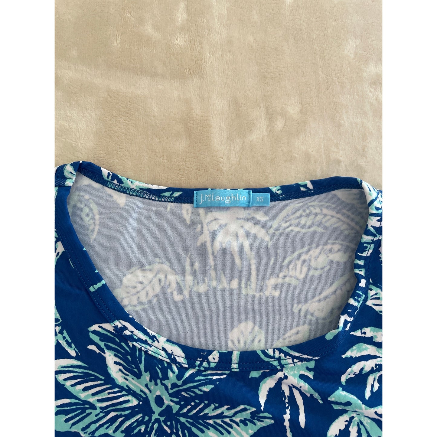 J. MCLAUGHLIN  XSMALL SIGNATURE BLOUSE 3/4 SLEEVE BLUE BOTANNICA