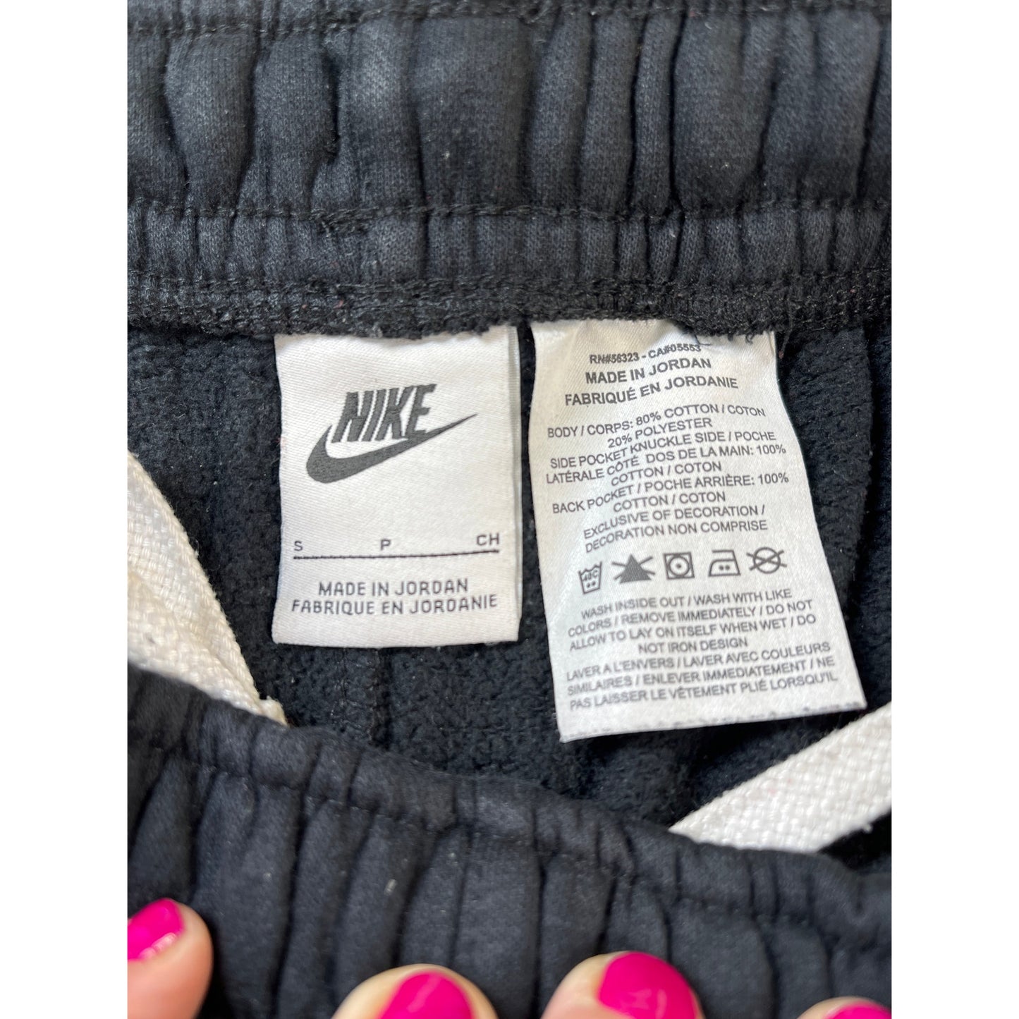 Nike Black Mens Fleece Sweat Pant Short Large White Swish S