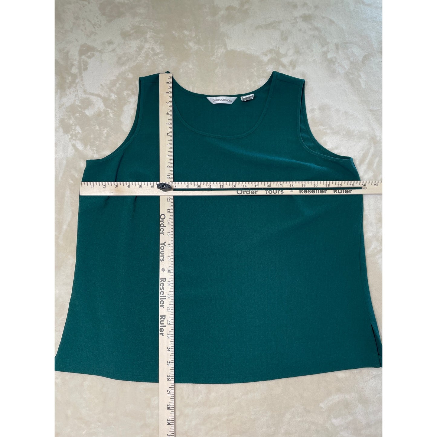 Vintage Woman’s Emerald Green Drapers & Damons Tank Blouse 3XL