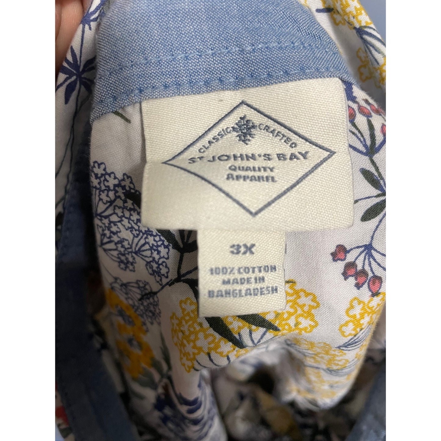 St Johns Bay Womans Long Sleeve Floral Button Up Size 3XL