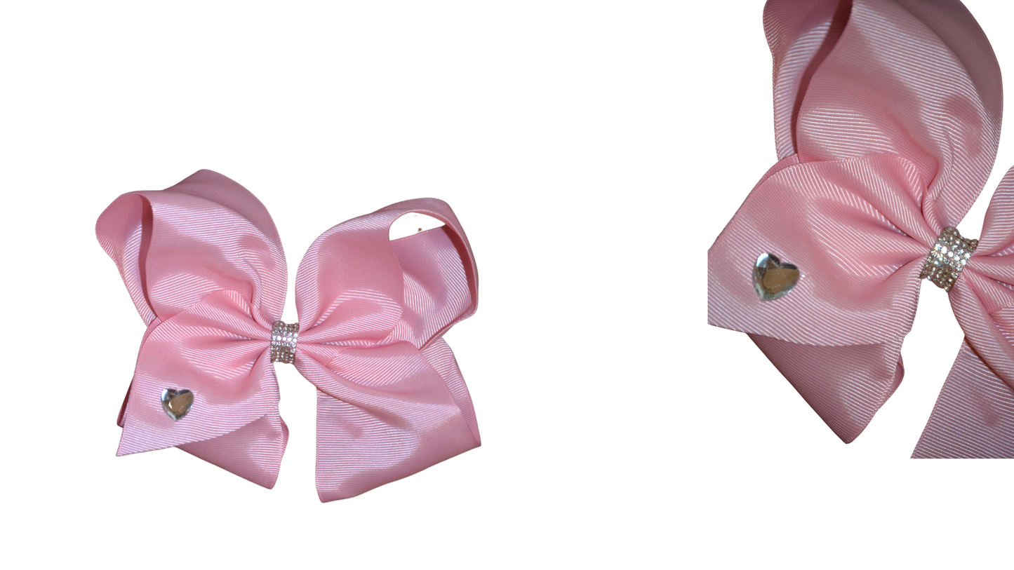 Mauve Sparkle Heart Large Bow