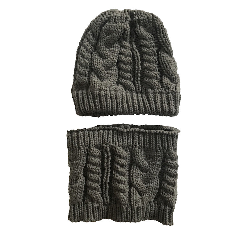 Ponytail beanie and matching fitted scarf