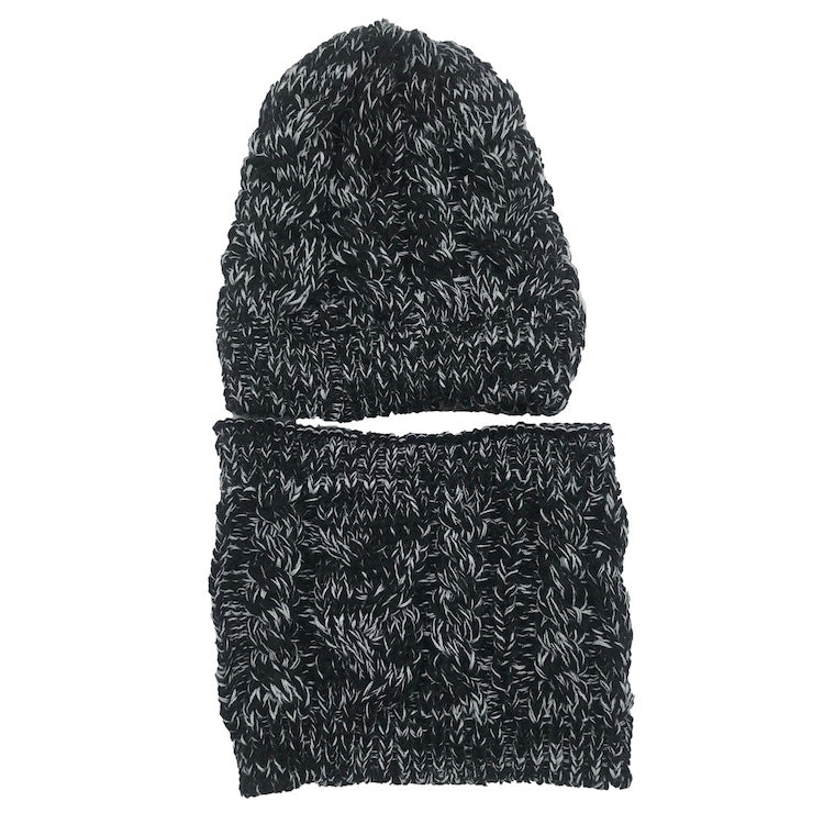 Ponytail beanie and matching fitted scarf