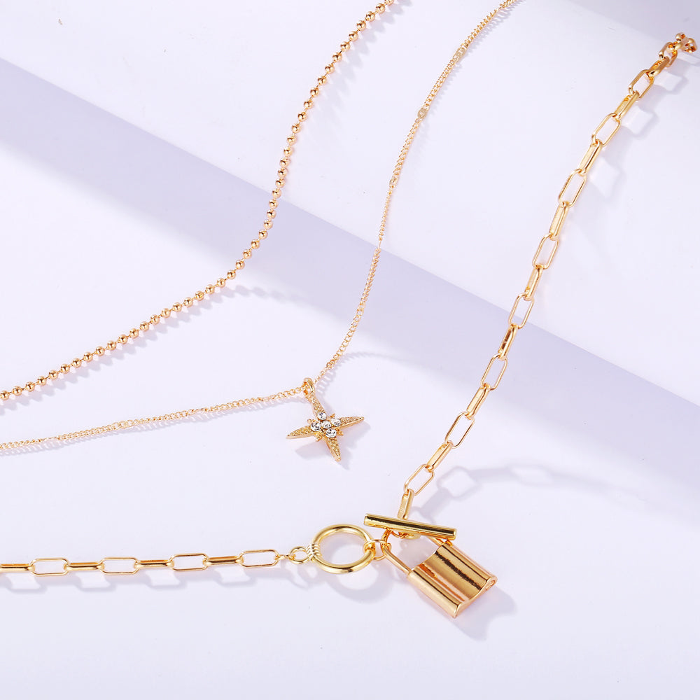 Harlem | Lock and Star | Layered Necklace