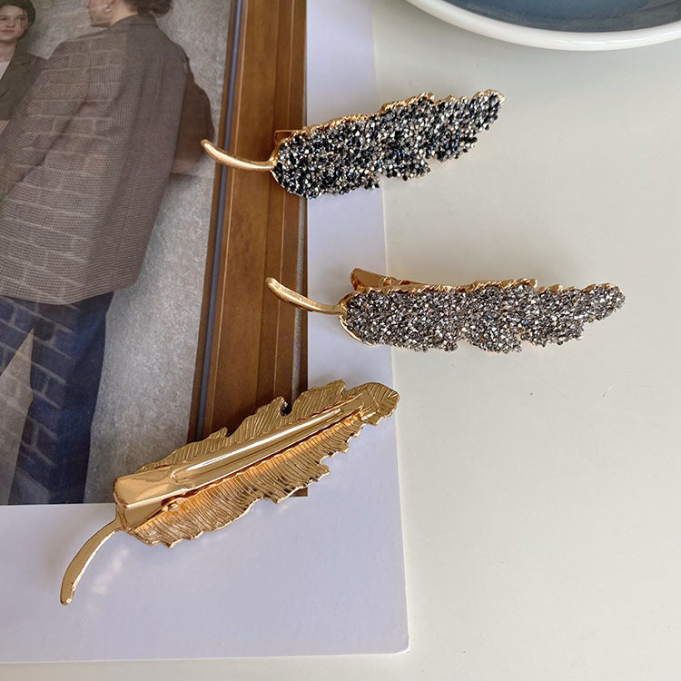 Gunmetal | Luminous Rhinestone Leaf Hair Clip