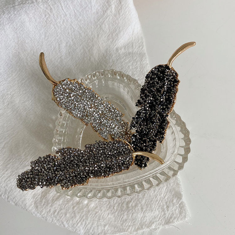 Silver | Luminous Rhinestone Leaf Hair Clip