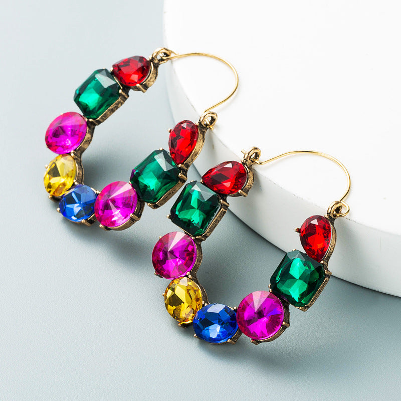 Festival | Multi-Color Rhinestone Earrings