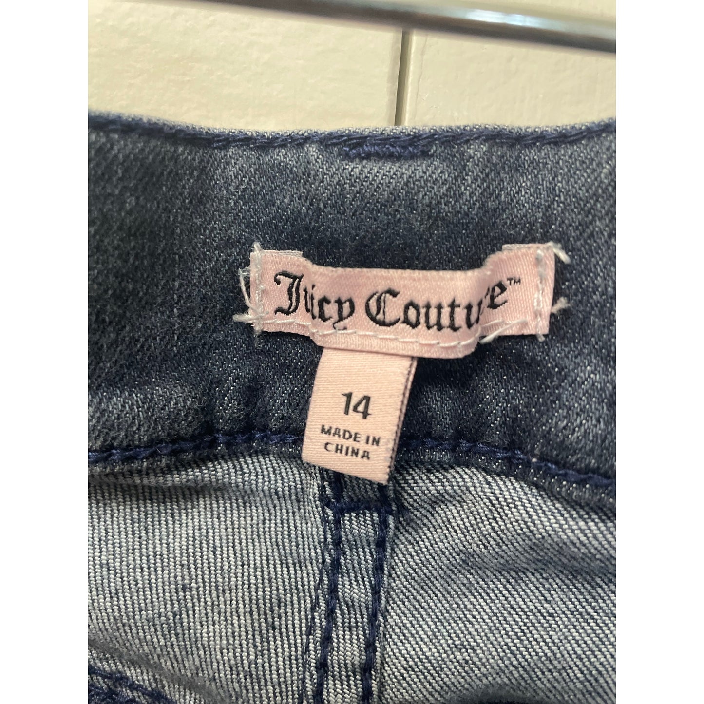 Juicy Couture Y2k  Woman Distressed Denim Rhinestones SZ 14