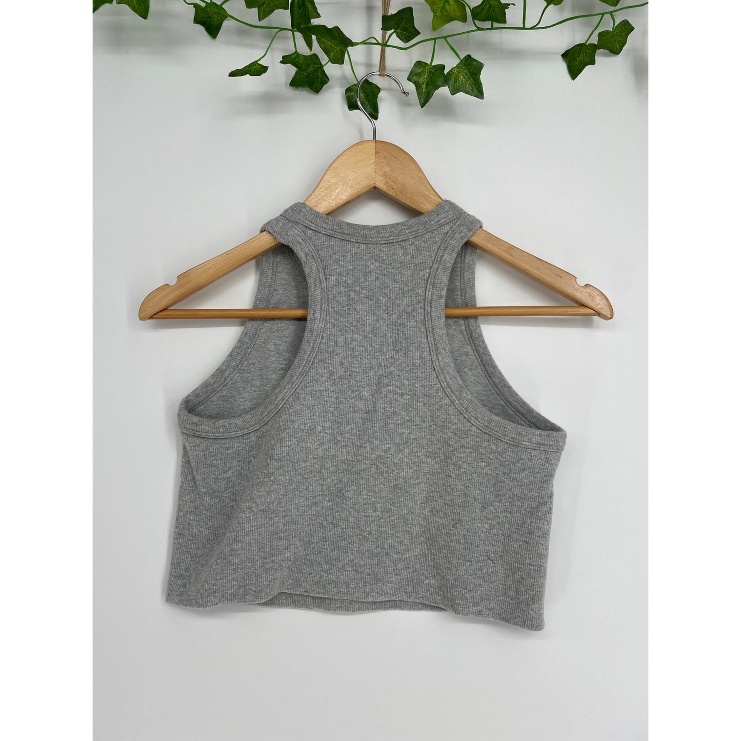 Y2K Forever 21 Womans Grey Ribbed Crop Tank Large