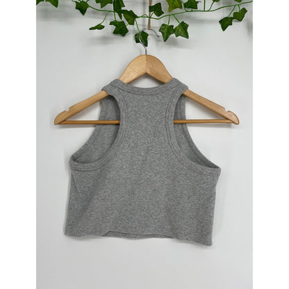 Y2K Forever 21 Womans Grey Ribbed Crop Tank Large