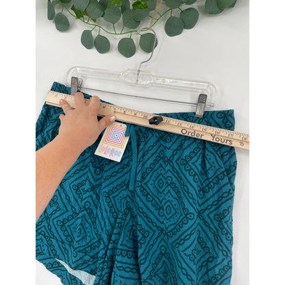 LulaRoe NWT Womans Teal Jessica Shorts Stretch Waist Large