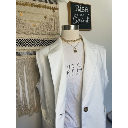 Mina Self Woman’s White One Button Blazer Vest XXL
