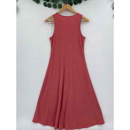 Old Navy Womans Coral Pink Ribbed Knit Sleeveless Button Front Mini Dress XS