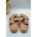 Comfortfusse Tan Leather Woman’s Flat Birkenstock Style Sandals Size 8