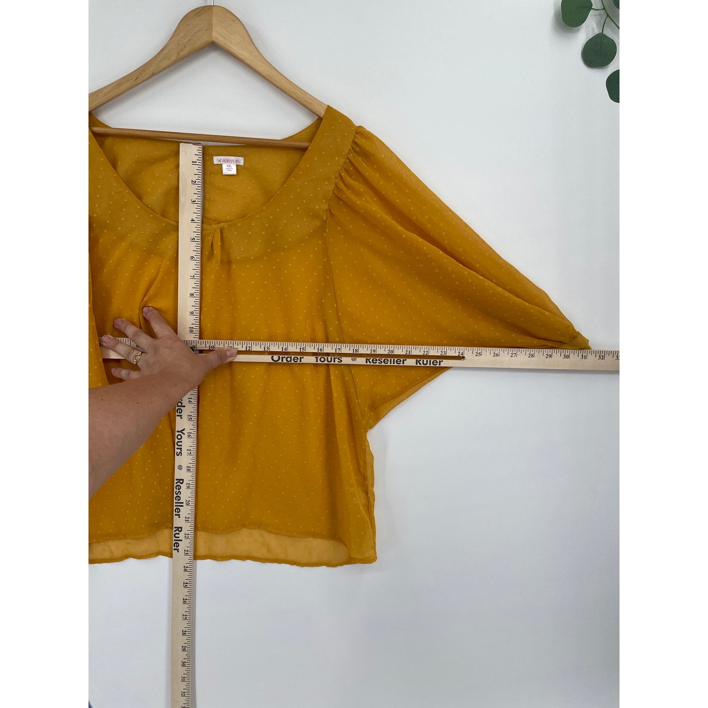 Xhilaration Yellow Lined Blouse With Sheer Open Sleeves XXL
