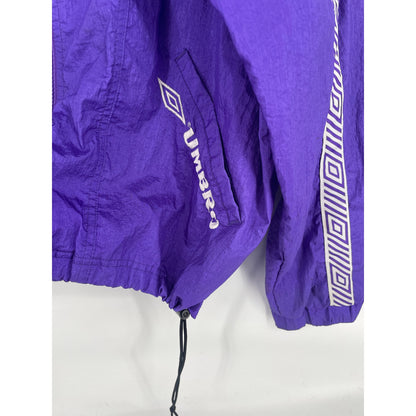 VTG 90's UMBRO Purple Unisex Hooded Zipper Windbreaker Jacket L