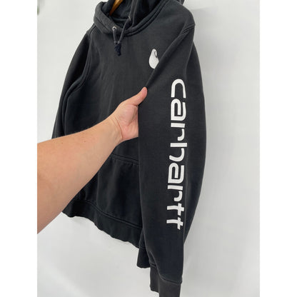 Carhartt Womens Clarksburg Sleeve Black Relaxed Fit Pullover Hoodie Large