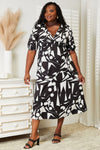 Woman's Styled Collection Printed Surplice Balloon Sleeve Dress