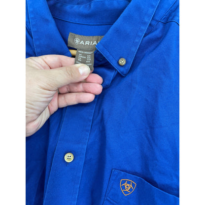 Ariat Western Royal Blue Button Down Long Sleeve Mens %100 Cotton XXL Shirt