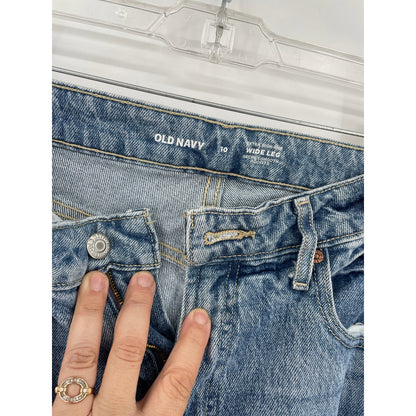 Old Navy Woman Retro Y2K Style Extra High Rise Wide Leg Cuffed Drapey Denim Size 10
