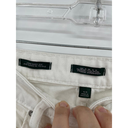 Wild Fable Off White Low Rise Baggy Wide Leg Zipper Denim Jeans Size 4/R